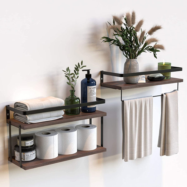 17 Stories Purefoy 3 Piece Floating Shelf with Towel Bar Wayfair